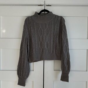 Vigoss Cropped Cable Knit Turtleneck Sweater